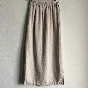 CP Shades Linen Pull On Maxi Skirt Side Slits Oat Natural Flax Lagenlook Coastal